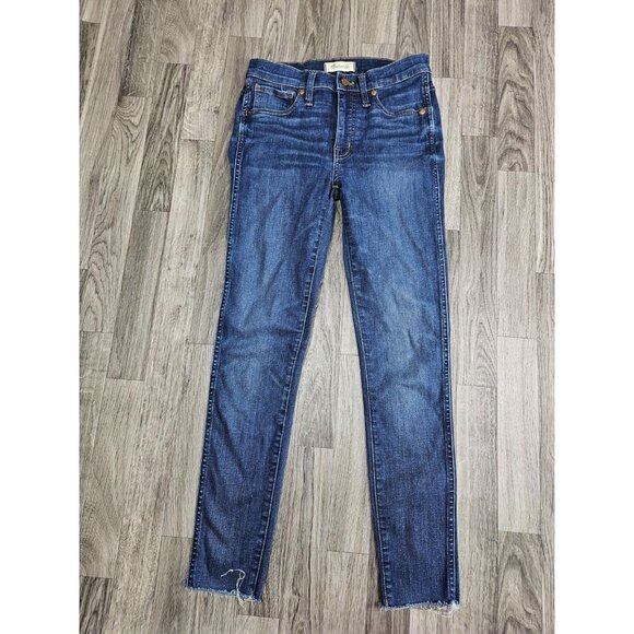 Madewell Jeans Womens 27 Blue High-Rise Skinny Raw Hem Stretch Denim - Picture 1 of 14